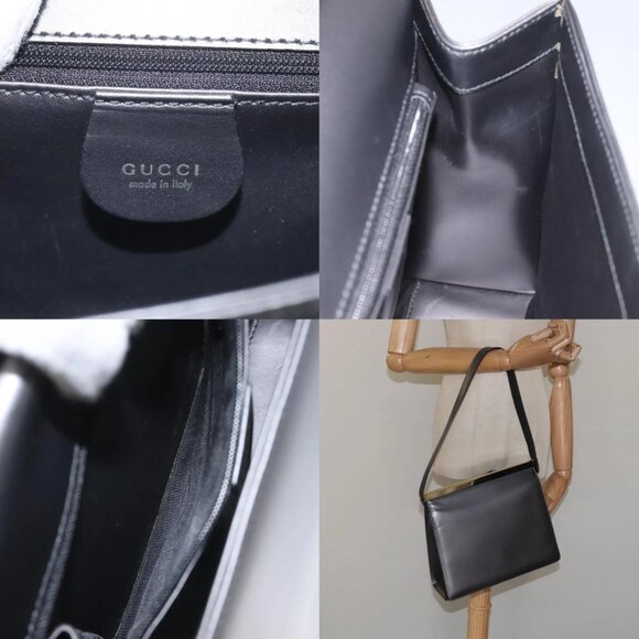 GUCCI Shoulder Bag Leather Gray Gold Auth JB010V - Picture 15 of 15